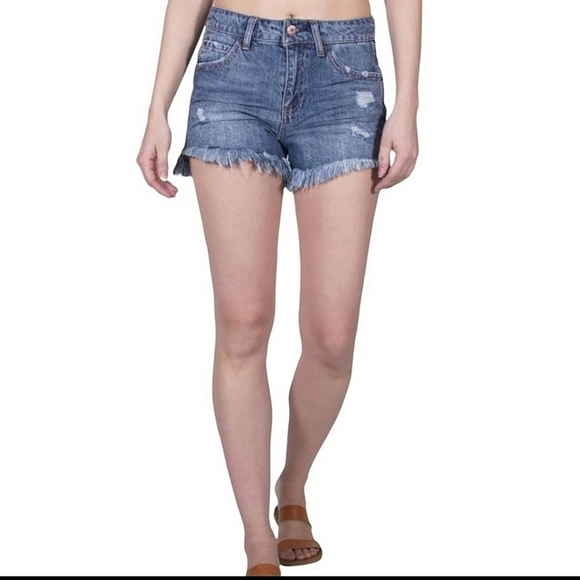 Vanilla Star Frayed Denim Festival Shorts 6 - Picture 1 of 7